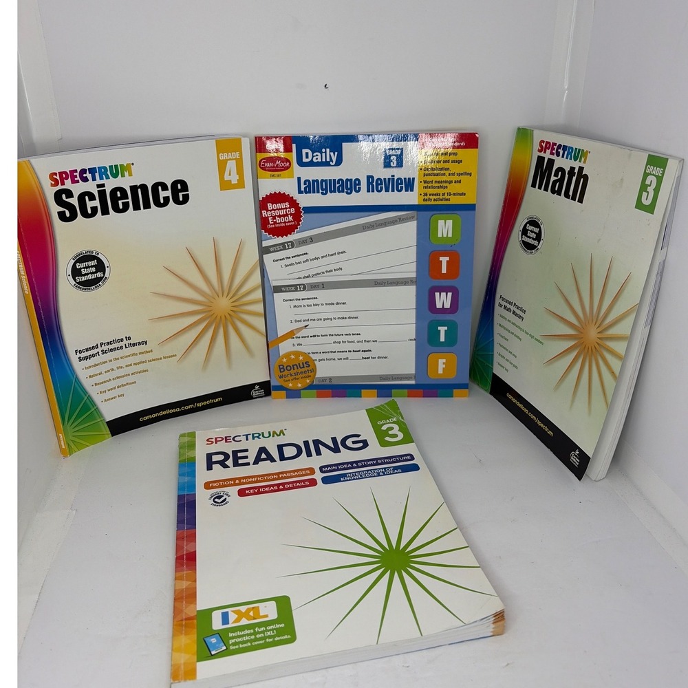 Spectrum Science Math Reading Grade 3 4 Evan-Moor Daily Language Review Lot of 4